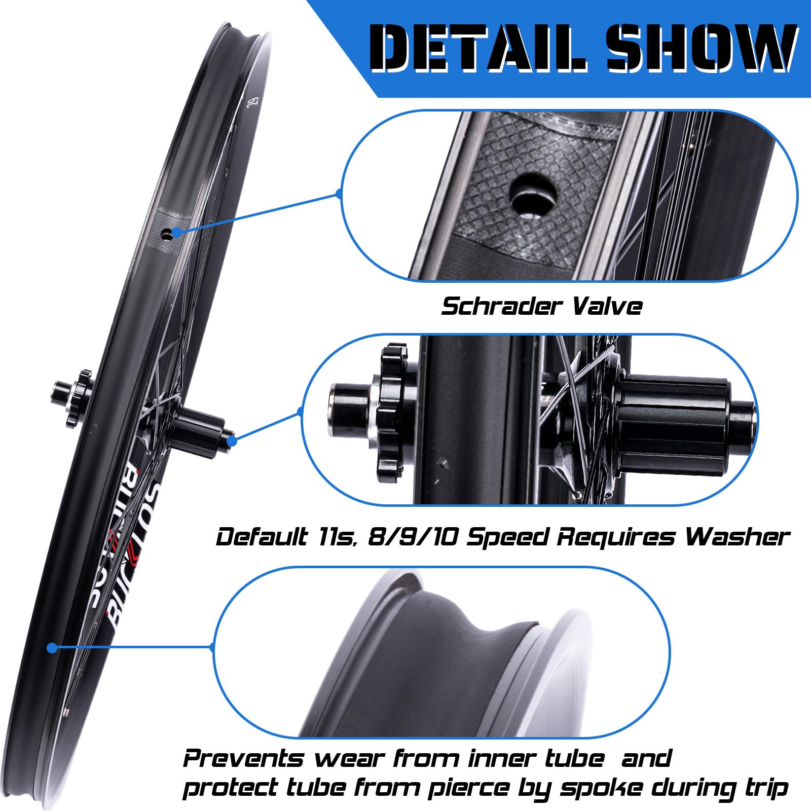 BUCKLOS Juego de ruedas traseras de 27.5 pulgadas, freno de disco trasero de 12 x 148 mm, rueda de bicicleta de montaña, AL6061 32H 1.9/2.5 doble pared clincher doble, compatible con casete de 8 9 10
