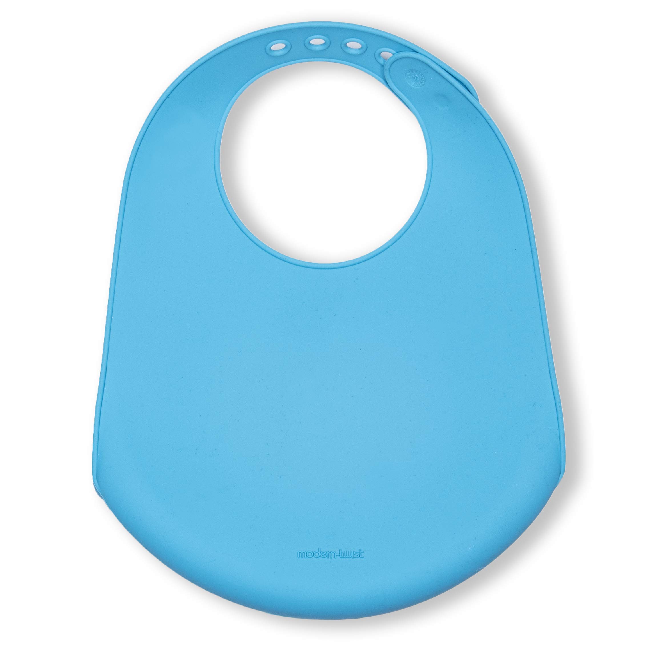 modern-twist Bucket-Bib 100% Food-Grade Silicone, Waterproof and Reusable, Giraffe Giggles – Electric Blue