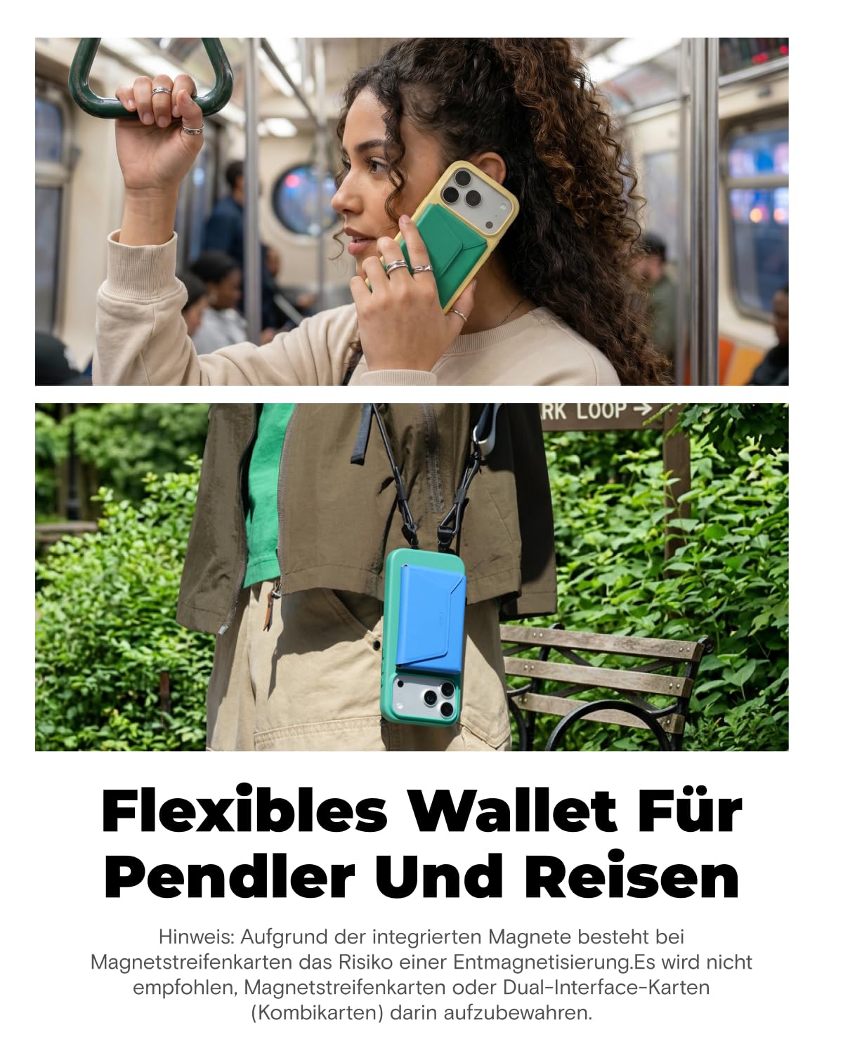 MOFT Magnetische Wallet, 8 Kartenhalter, Magnetischer Handyständer mit Zug-zum-Zugriff-Design, RFID-Blockierung, Winkelverstellung & MOVAS Minimalist Snap Field Wallet für Reiseutensilien，Tiefschwarz