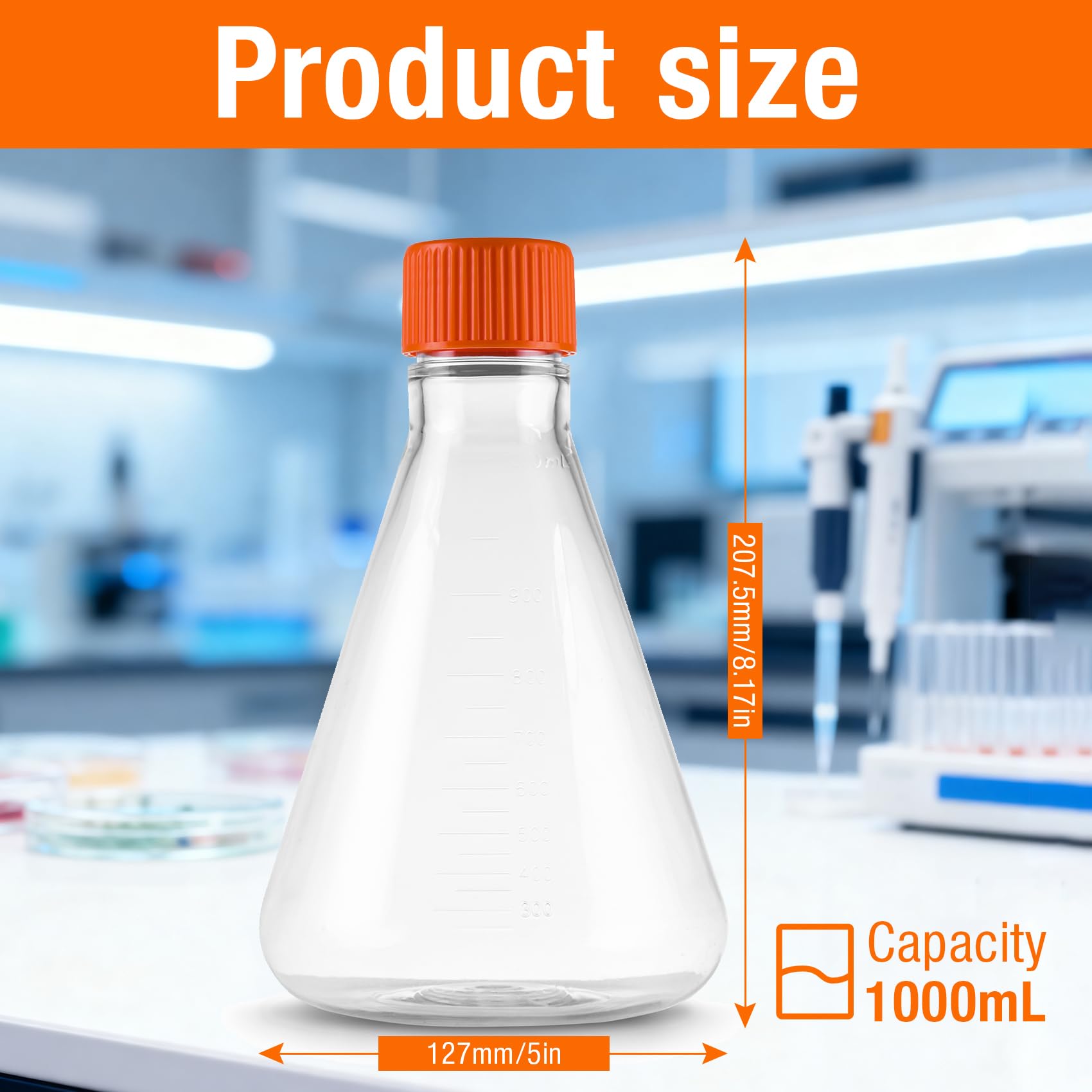Snapklik.com : PEKYBIO Sterile Plastic Erlenmeyer Flask 1000ml ...