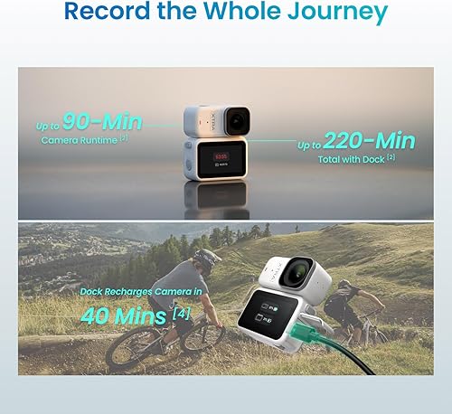 Miniatura 4 de Cámara de acción 4K portátil Xtra Atto, 1.90 oz, ligera y compacta, sensor de 11.3 , video 4K60fps, grabación máxima de 220 minutos, pregrabación de