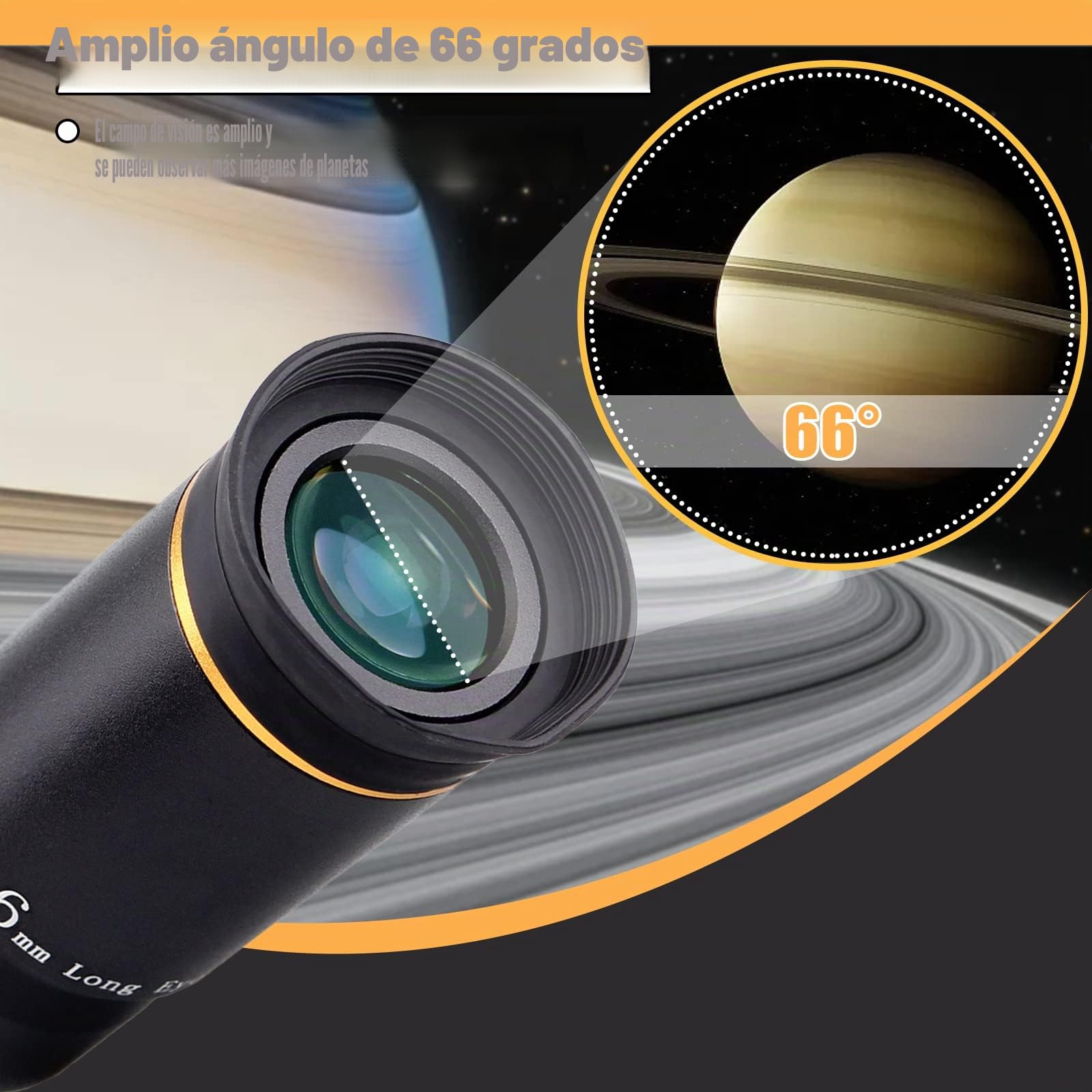 Svbony Ocular Telescopio 6mm 1.25", Ocular Ultra Gran Angular 66°, Metal Totalmente Ocular para Telescopio y Filtros