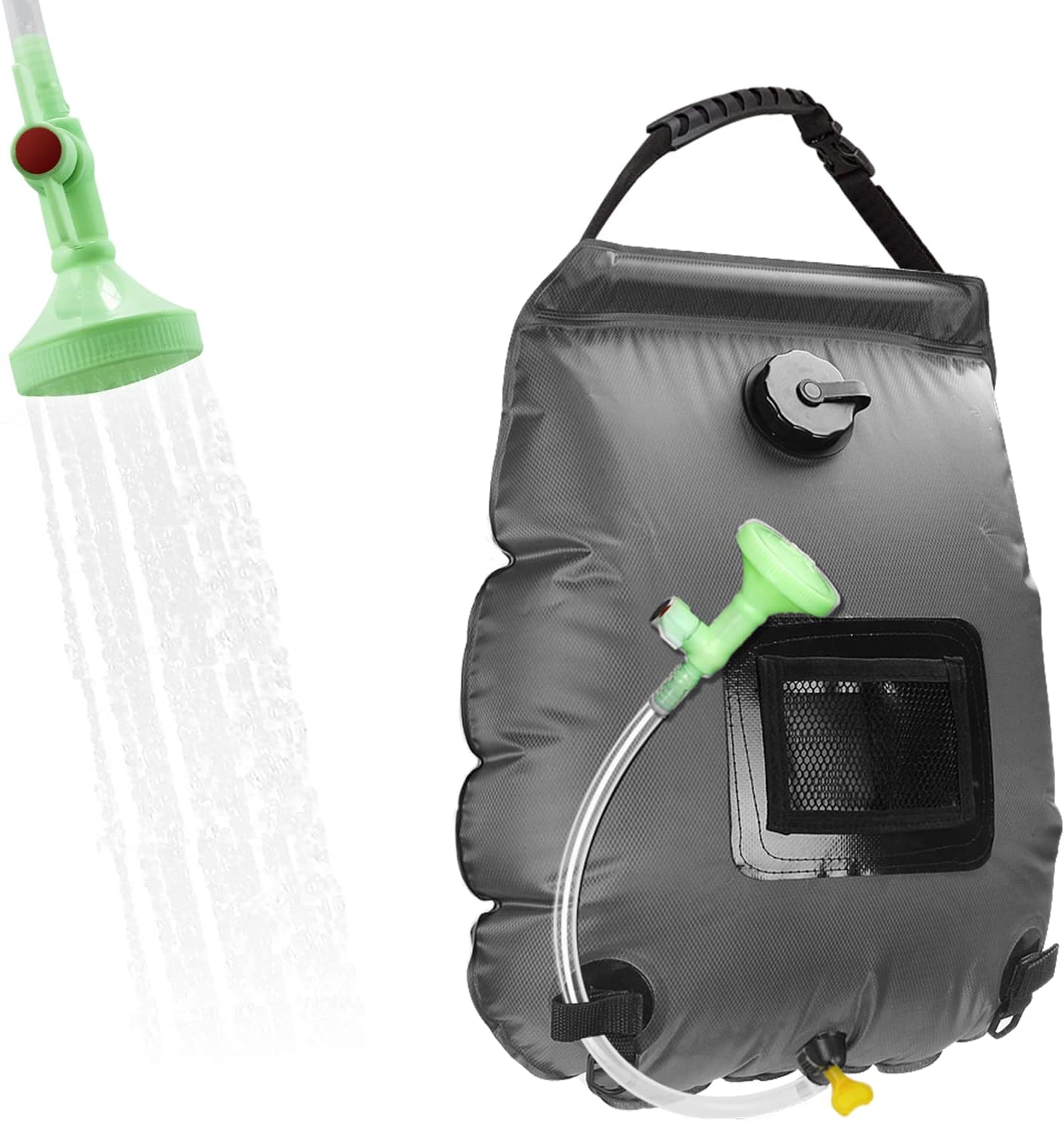 KIPIDA Solar Shower Bag | 5 Gal/20L Solar Heating Camping Shower Bag | Removable Hose | On-Off Switchable Shower Head | Ducha Portatil | Traveling Shower | Portable Shower for Beach Swimming, Hiking