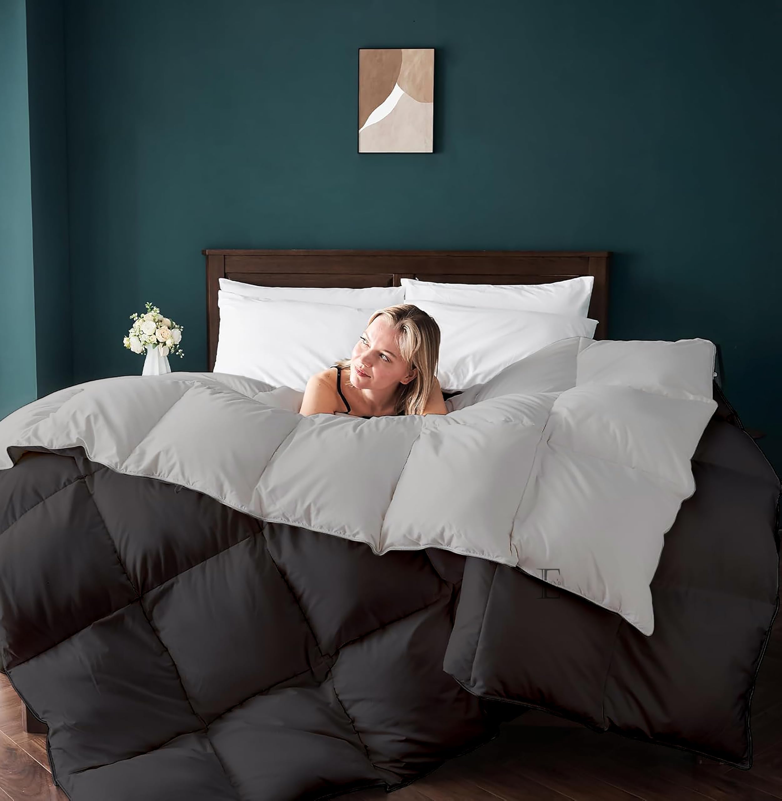 EDMUND - Winter Blanket 400 GSM Microfiber Duvet Reversible Comforter for Single Bed (60"x90") Comforter (90" x 60") Inches - 400 GSM Comforter | Black & Ash Grey