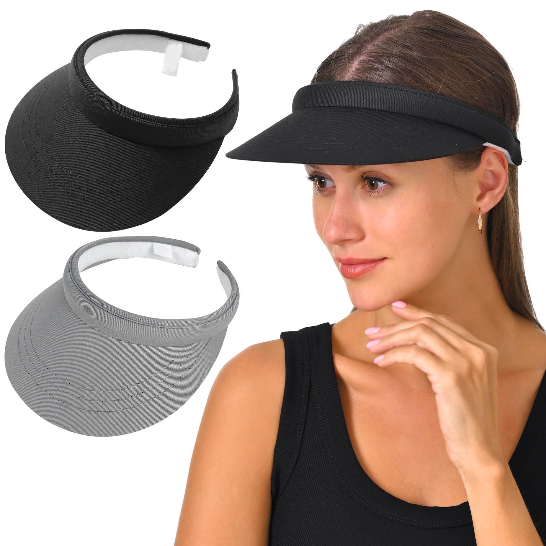 2 Pack Visor Women Men Sun Hat Clip On Visors Adjustable Sport Wide Brim Cap