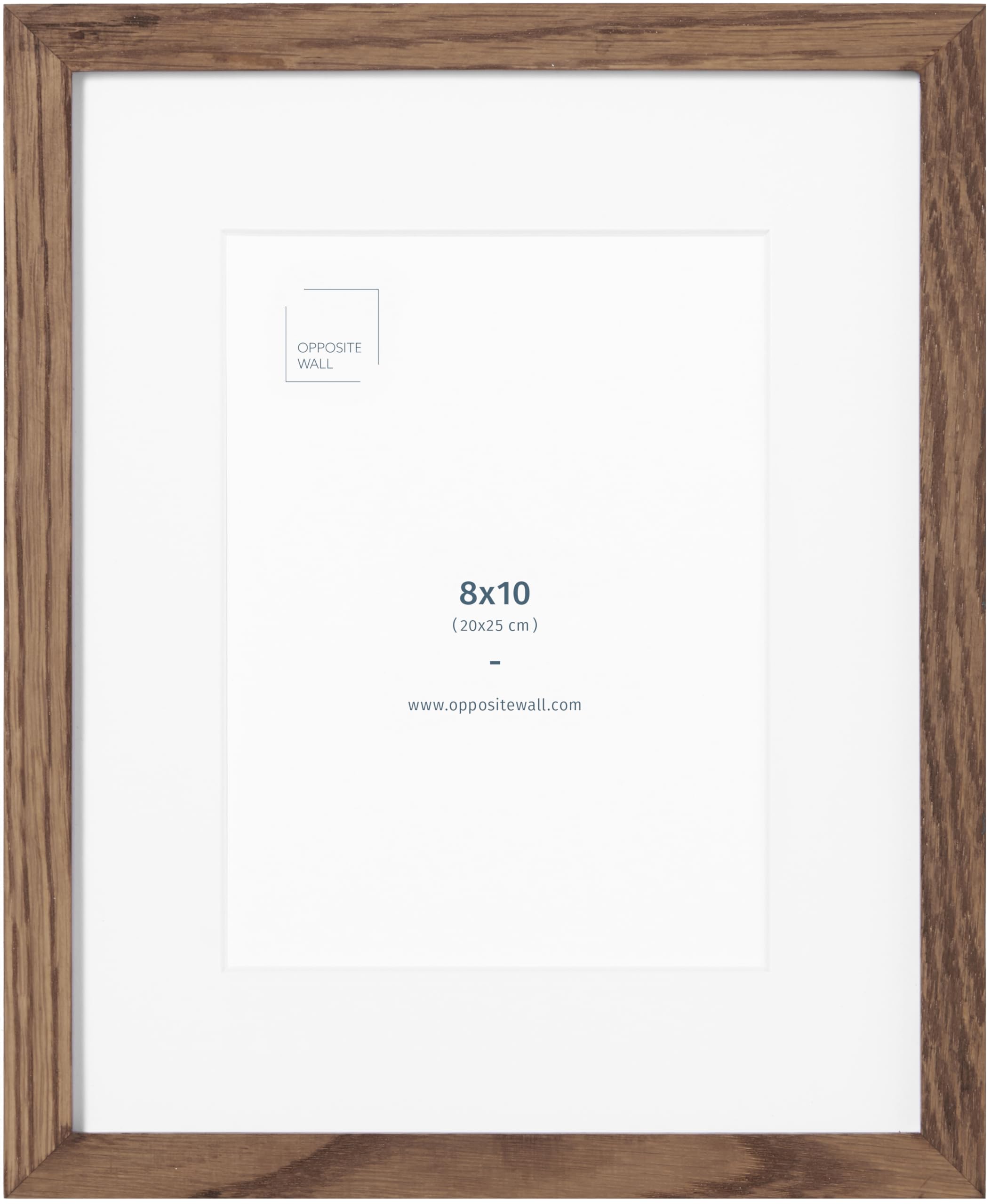 Opposite Wal - 8x10 in - Dark Solid Oak Wood Picture Frames with Mat - Wall Hanging & Tabletop Photo Frame - Pictures Display 5x7 with Mat, 8x10 without - Office, Gallery & Home Decor
