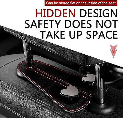 Miniatura 6 de Ganchos de coche para reposacabezas, lujosos ganchos antideslizantes multifuncionales de cuero y metal, para bolsas, paraguas, cartera, gafas,