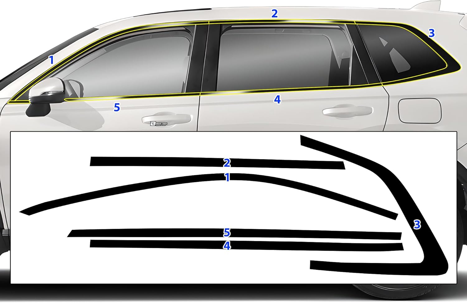 BOGAR TECH DESIGNS Side Window Chrome Delete Overlay Compatible with Honda CR-V 2023-2025, Gloss Black