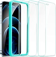 Vista 1 de ESR Paquete de 3 protectores de pantalla para iPhone 12 Pro Max, vidrio templado de dureza 9H, resistente a los arañazos con marco de fácil