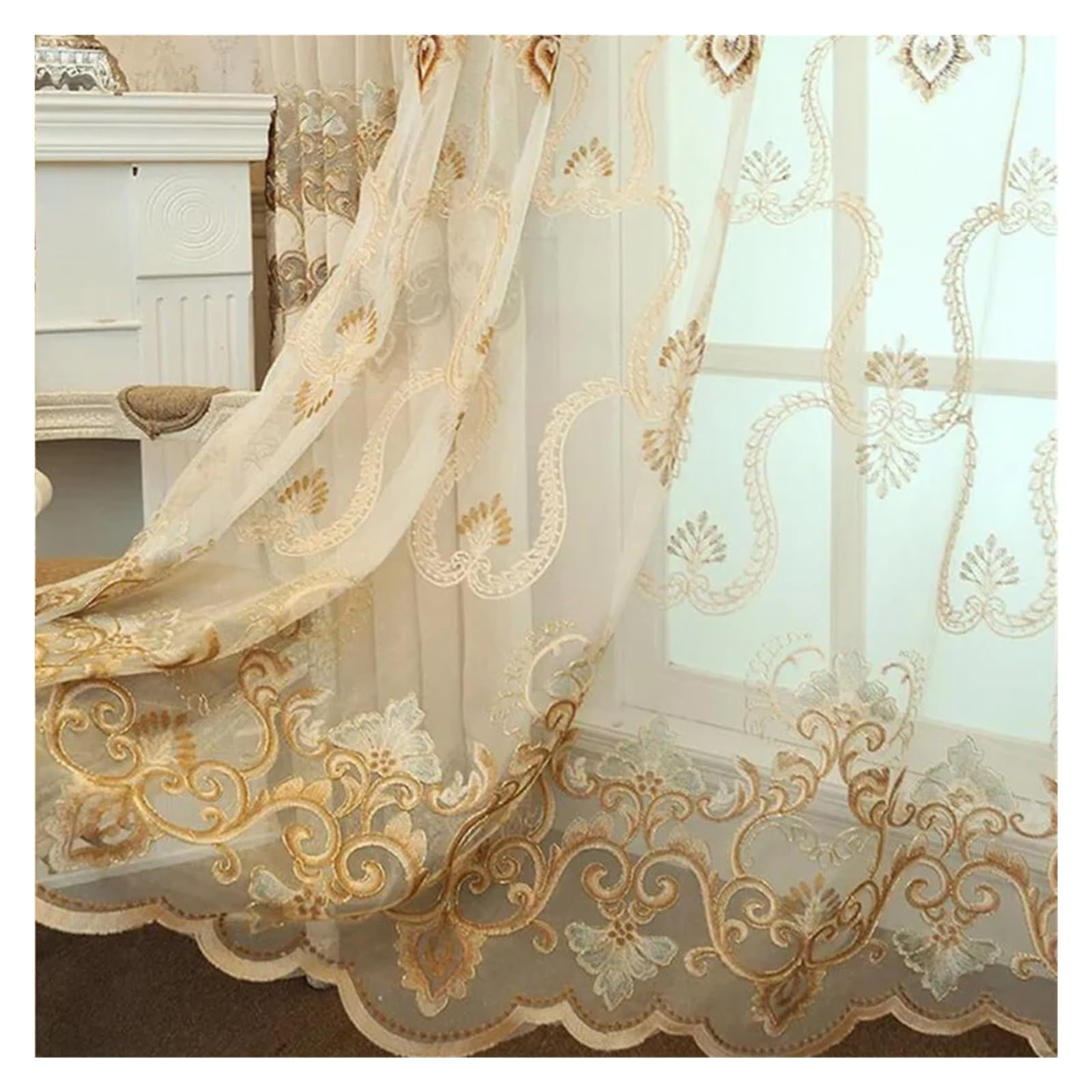 Voile de salon transparent brodé pour une ambiance cosy