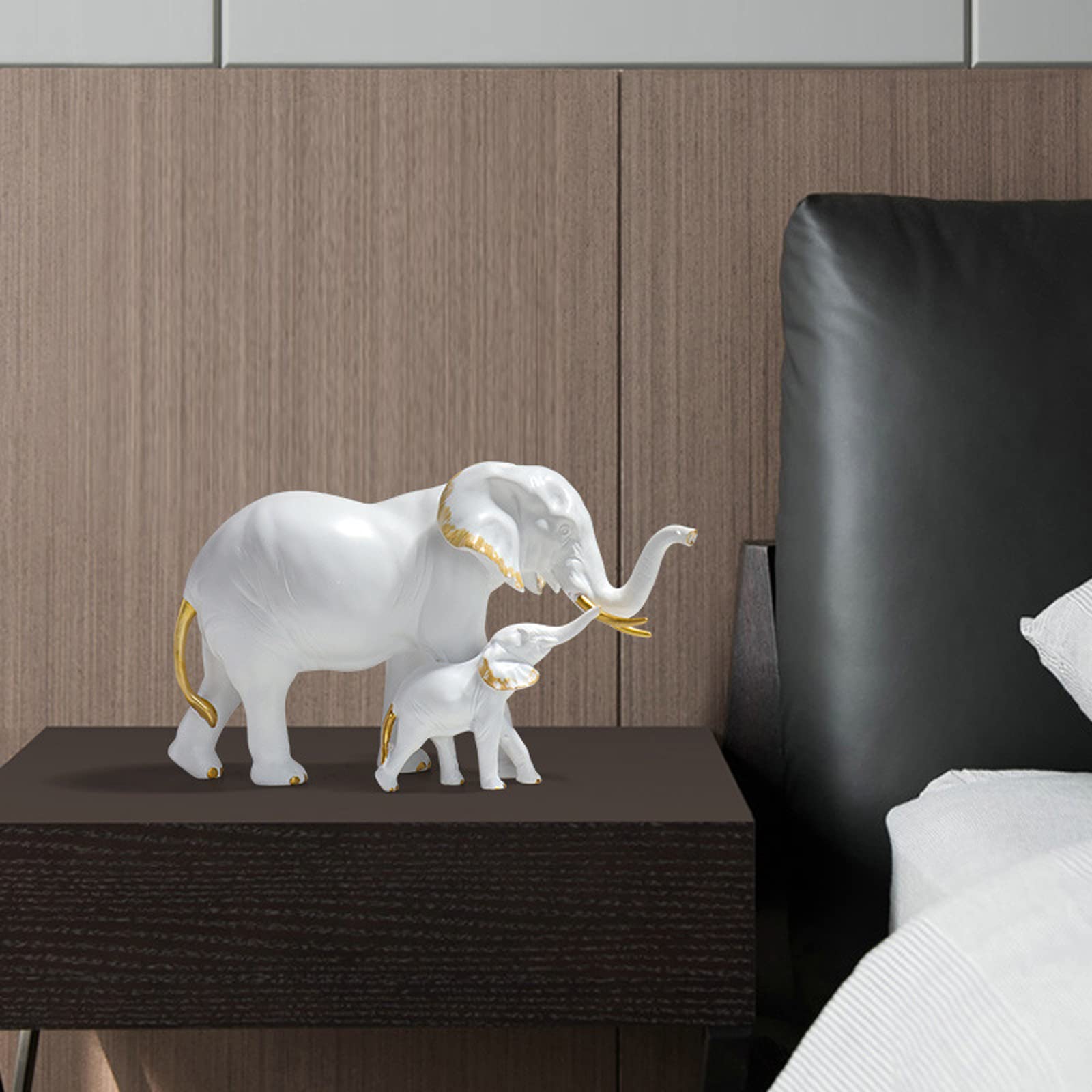 Estatua de elefante, figuras creativas de elefante, decoración para sala de estar, estilo moderno, decoración del hogar (blanco)