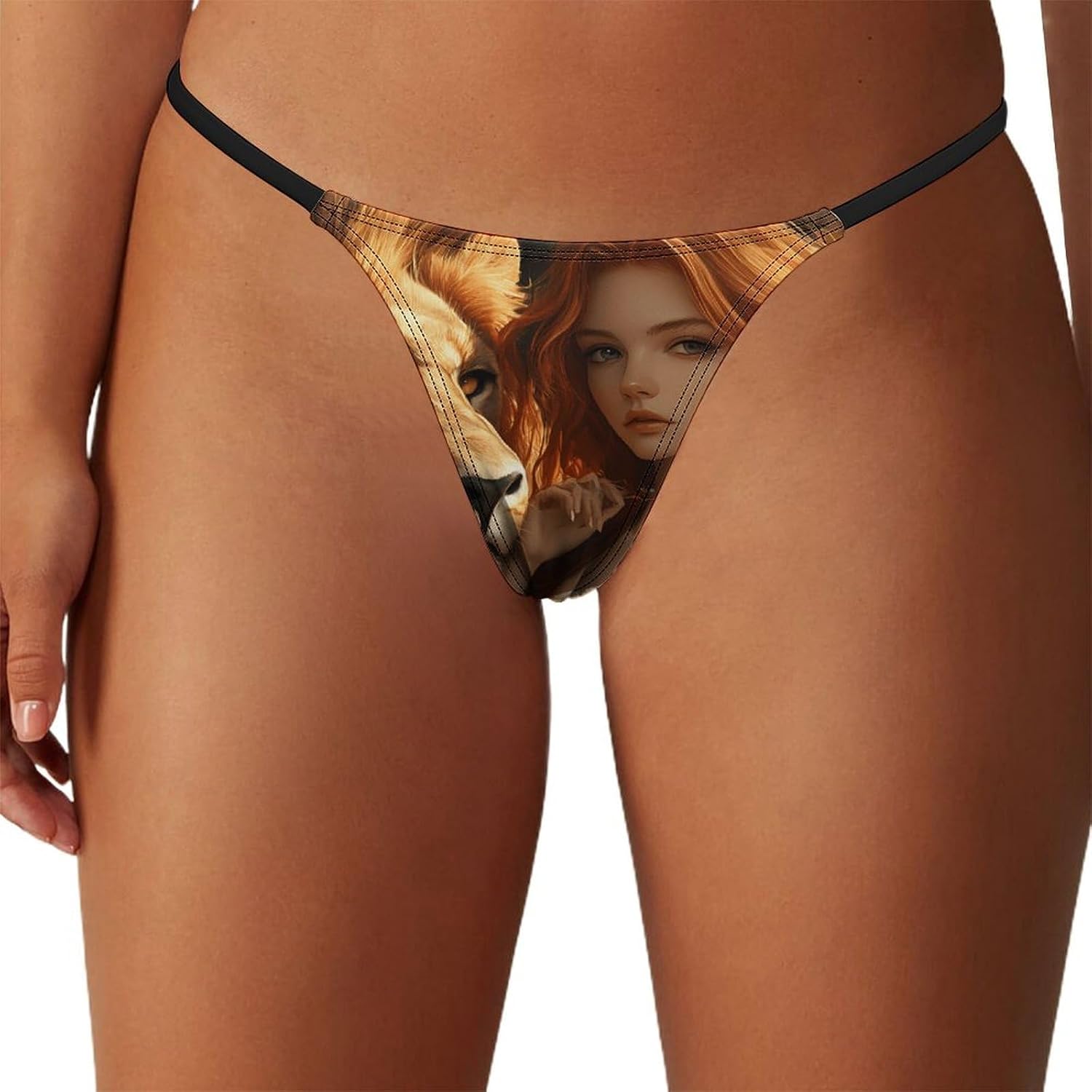 Beauty Lion Animal Beasts Women's G-String Thong Underwear T-Back Panties Low Rise Underpants