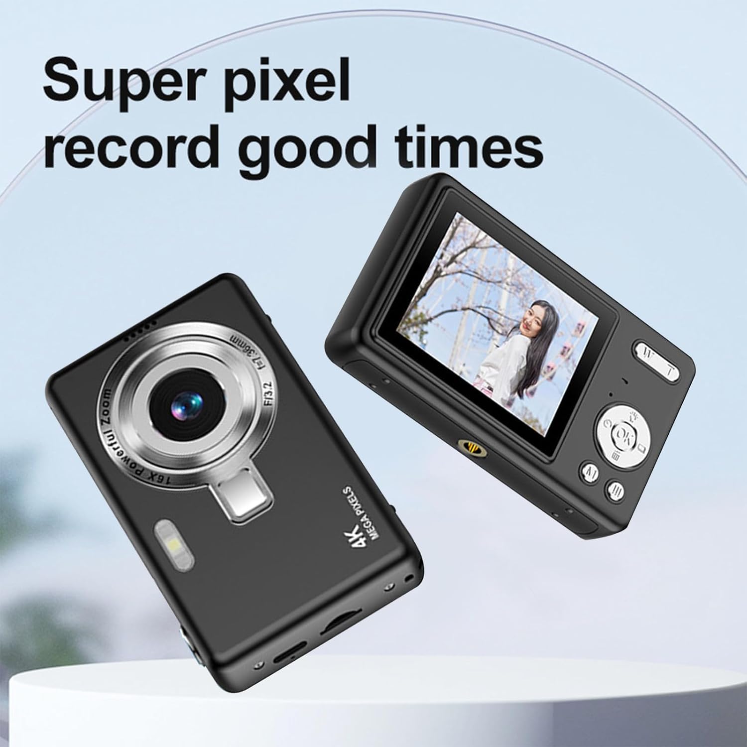 4k Digital Camera Vlogging Camera for Photography Compact Pocket Cameras Vintage Digital Travel Vlog Cameras with 16x Digital Zoom 48mp, 2.4 Inch Tft-LCD Screen, Multi Filter Modes Ccd