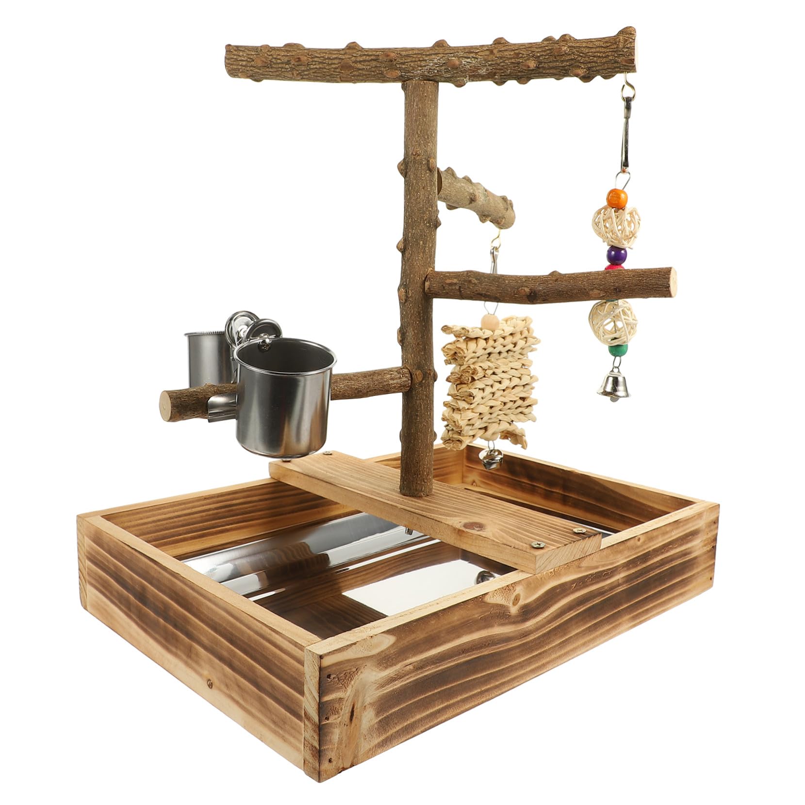 BESTonZON de Entrenamiento Madera para Pájaros Juguete Interactivo para Loros Accesorio para Jaula de Periquitos Soporte de Escritorio Resistente para Cacatúas