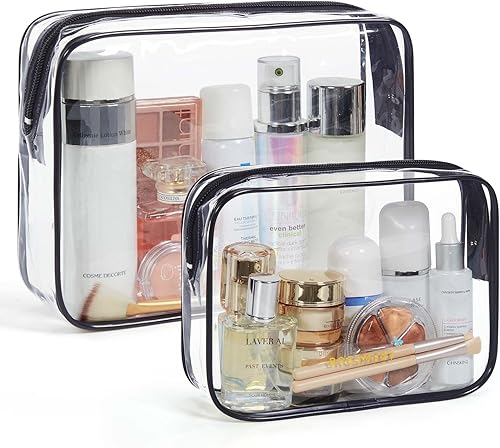 Miniatura 1 de BAGSMART - Bolsa de aseo aprobada por la TSA, organizador de cosméticos y maquillaje transparente, bolsa de viaje de tamaño de cuarto de galón para