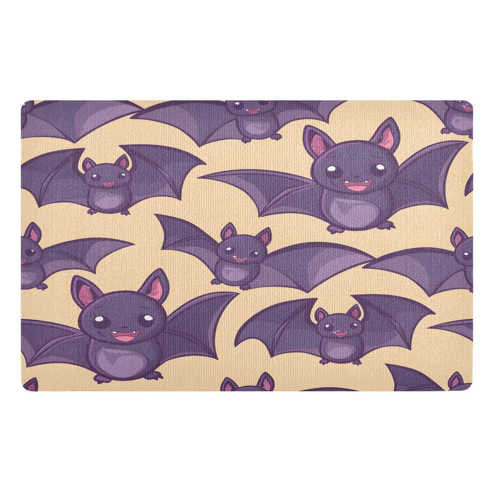 Paillasson absorbant lavable et antidérapant violet 50x80cm chauve-souris