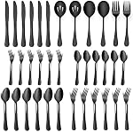 LIANYU 66-Piece Cutlery Set with Serving Utensils, Stainless Steel Silverware Flatware Set for 12, Elegant Silverware Tableware Includes Fork Spoon Knife, Mirror Polished, Dishwasher Safe