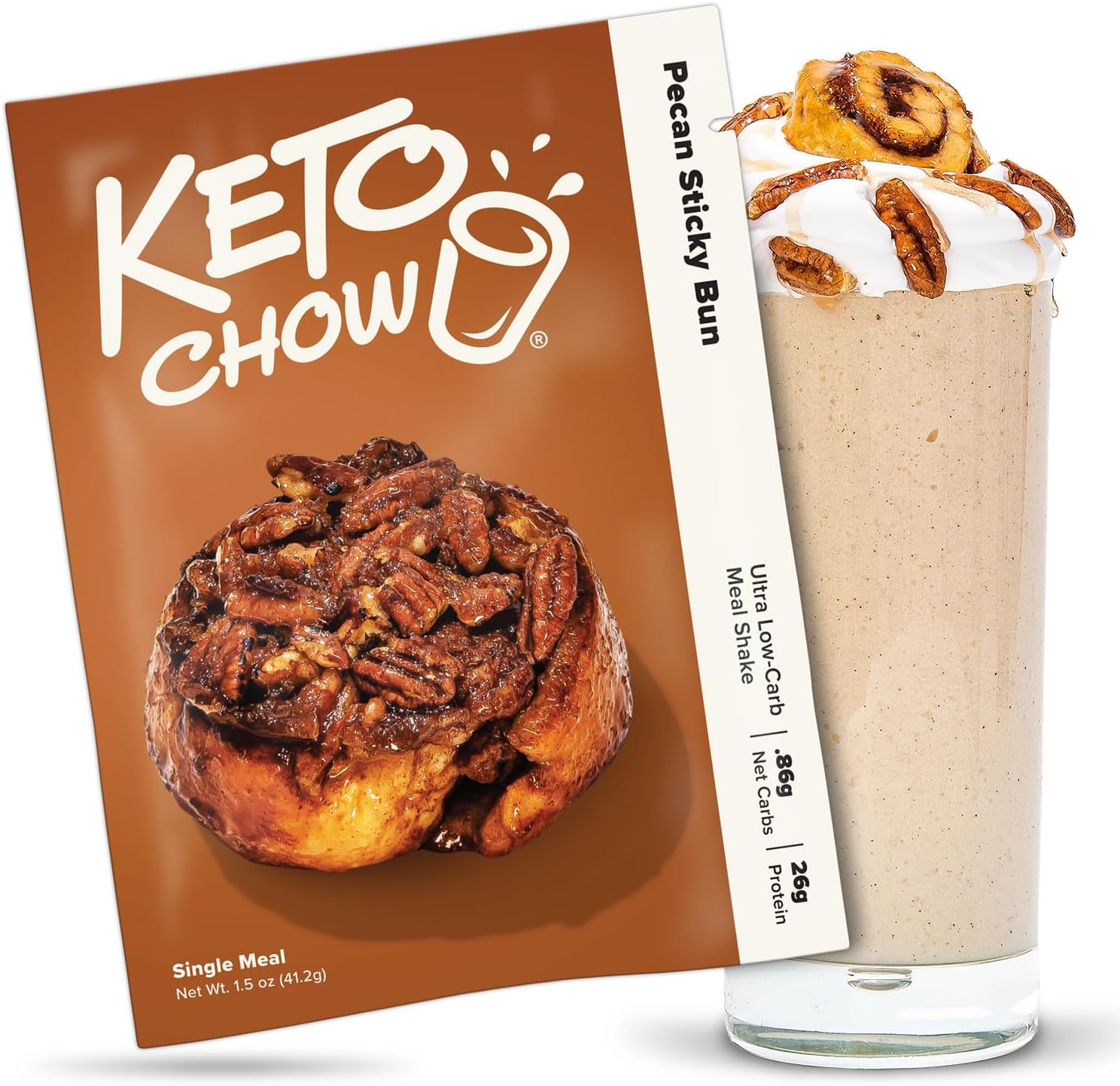 Pecan Sticky Bun | Keto Meal Replacement Shake Powder | Nutritionally Complete Keto Food | Low Carb Keto Meals | Delicious Easy Meal Substitute Drink | Protein Rich You Choose The Fat | Single Meal Sample