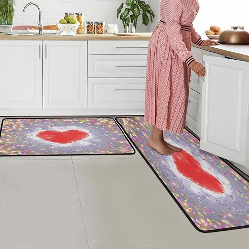 Vista 35 de GUYOS Tapete de cocina acolchado con diseño de mandala dorado, antifatiga, juego de 2 piezas, duradero, resistente a las manchas, parte inferior