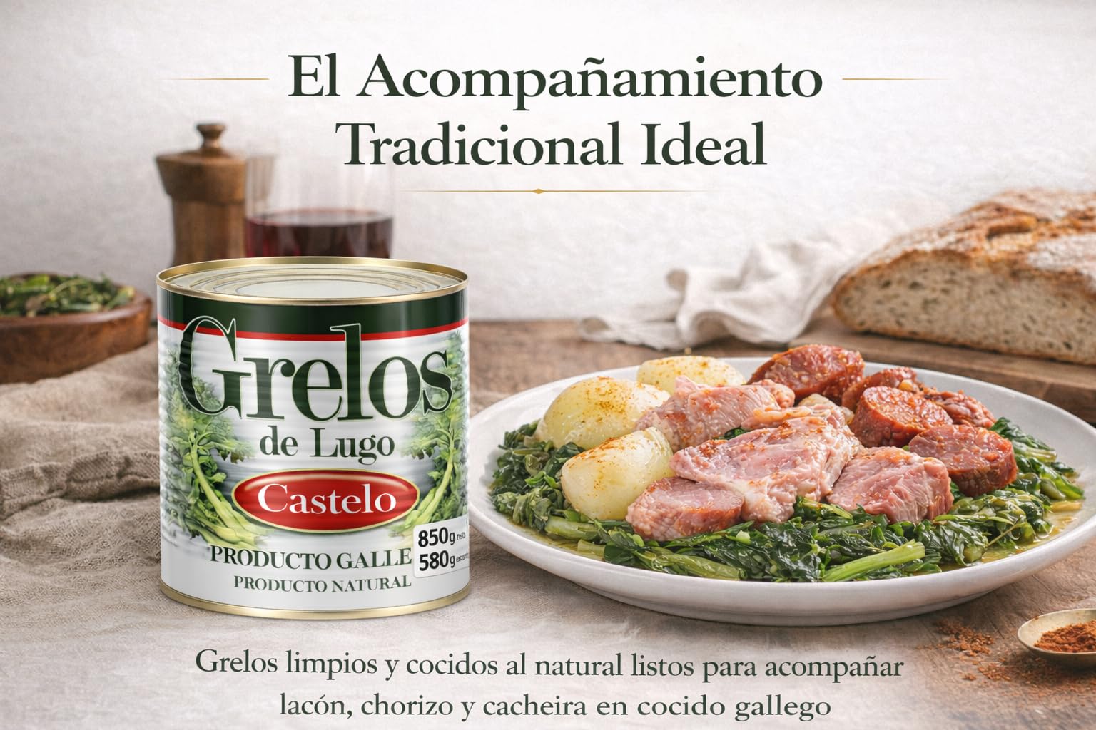 Castelo Grelos Gallegos al Natural - 850 gr