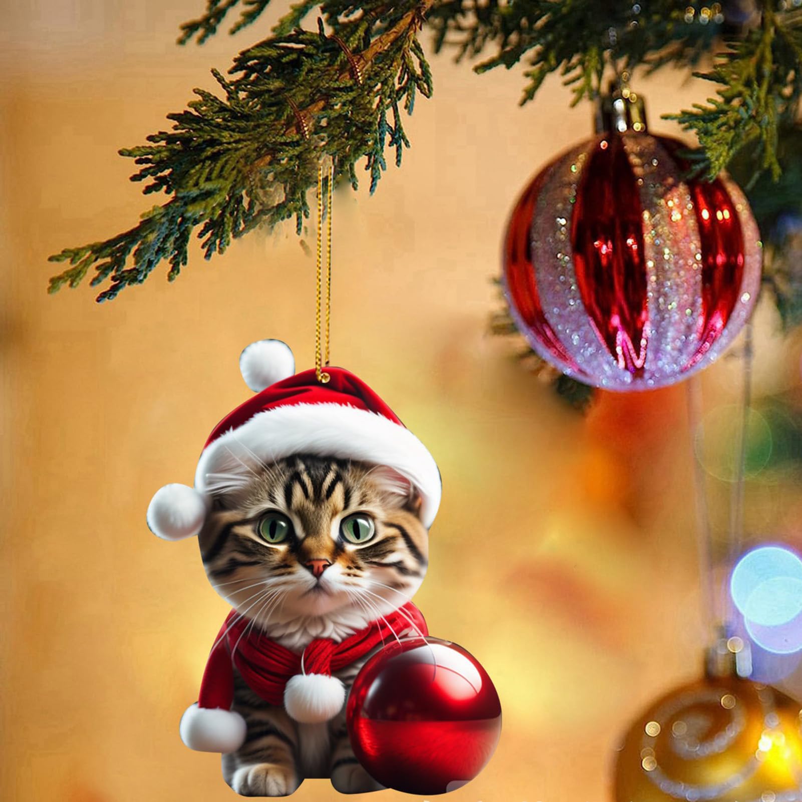 Ornamento Natalizio A Forma Di Gatto – Decorazione Per Albero, Retrovisore, Casa, Regalo Carino