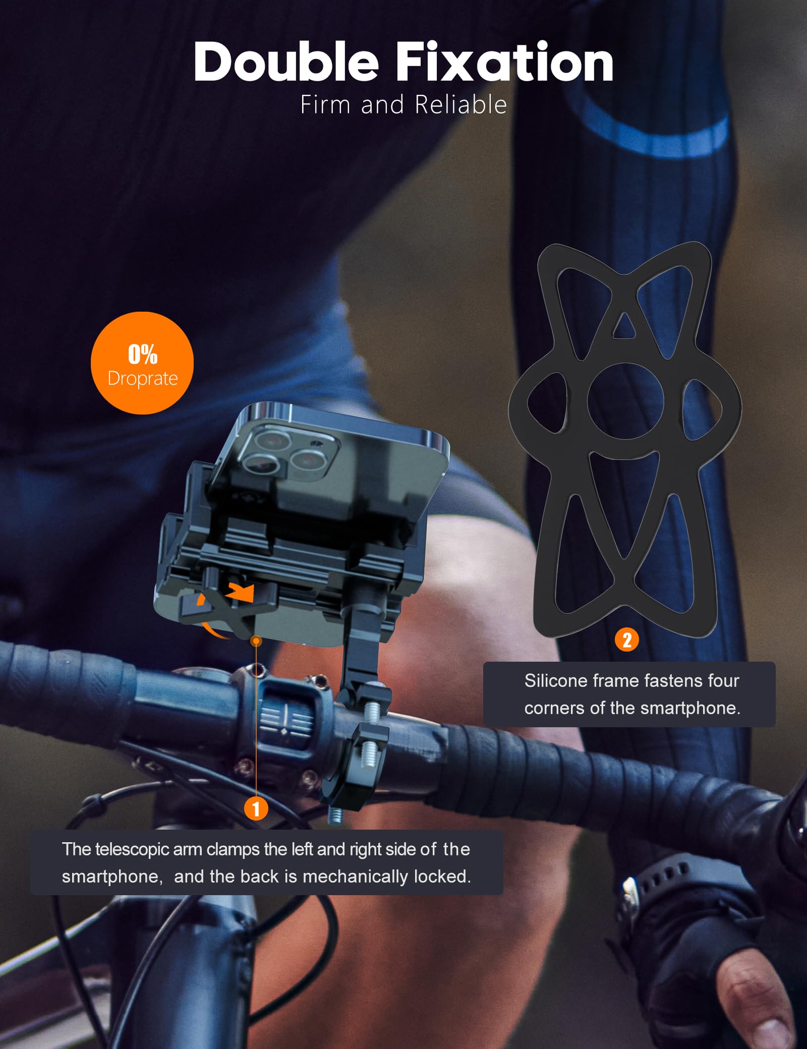 Support Vélo Téléphone Tiakia - 6 Griffes Aluminium 360° | Universel 4,5-7 Pouces