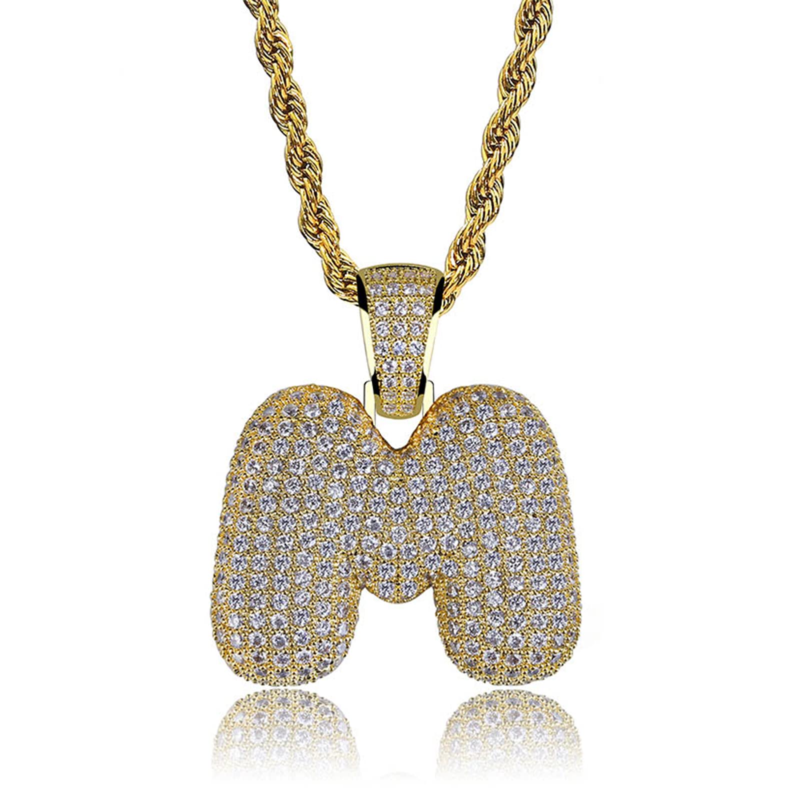 HECHUANGGold Letter Chain Necklace for Women Personalized Initial Name Necklace Men Stainless Steel Rope Chain…