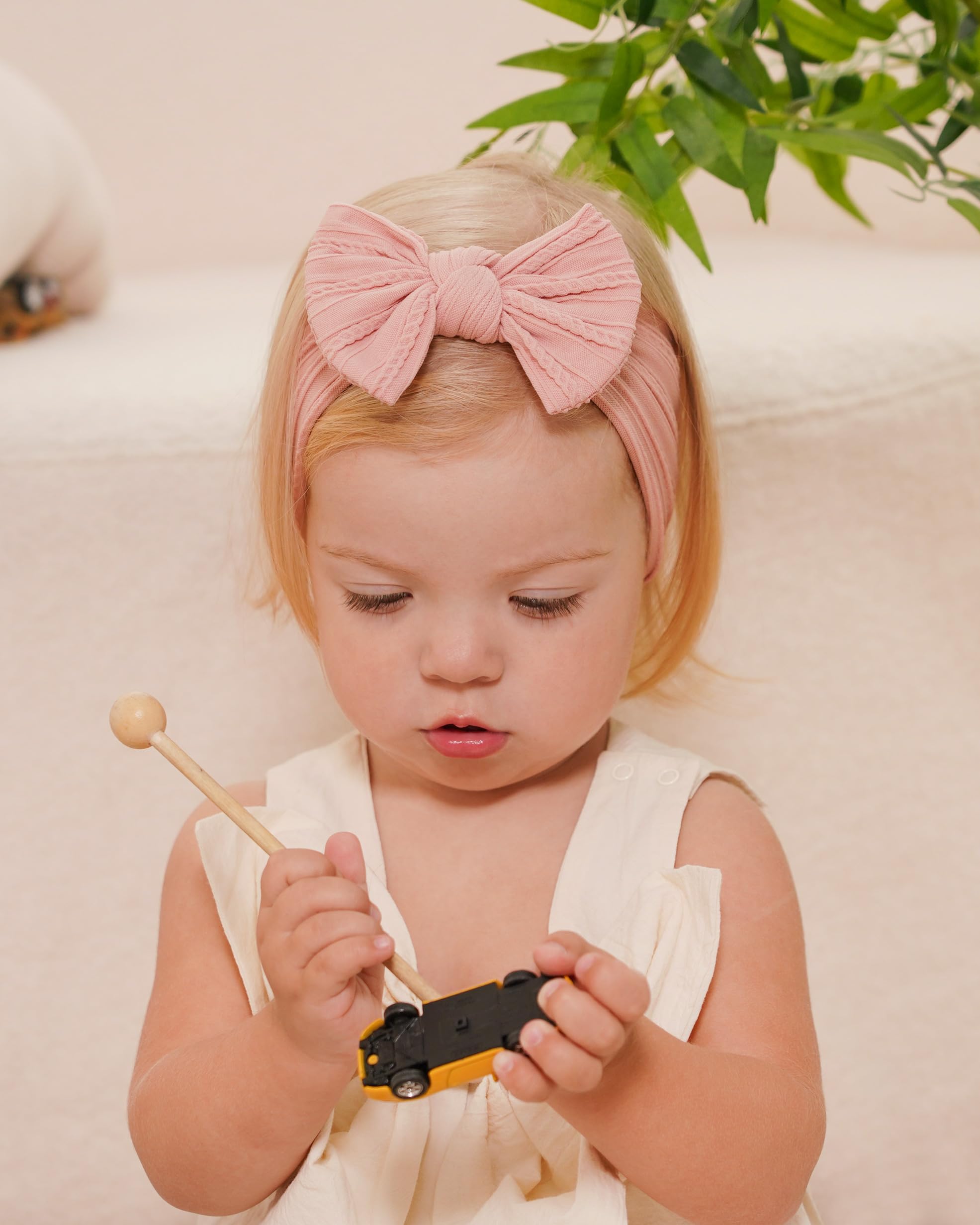 jollybows 3PCS Baby Girl Headband Bows Nylon Head Wraps Newborn Hairbands Infant Toddler Hair Bow - Black White Pink - Image 3