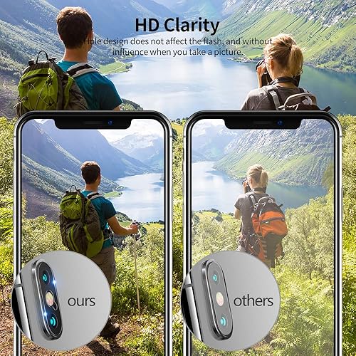 Miniatura 5 de Tensea [Paquete de 4] Protector de lente de cámara trasera para Apple iPhone Xs Max, Xs y X, protector de pantalla de vidrio templado, antiarañazos,