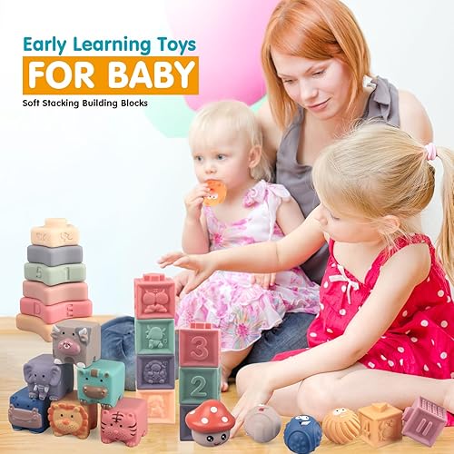 Miniatura 6 de Montessori Toys Baby Stacking Soft Building Blocks Infant Teething Toys Development Sensory Infant Learning Ball-Non Toxic for Babies 6+ Months