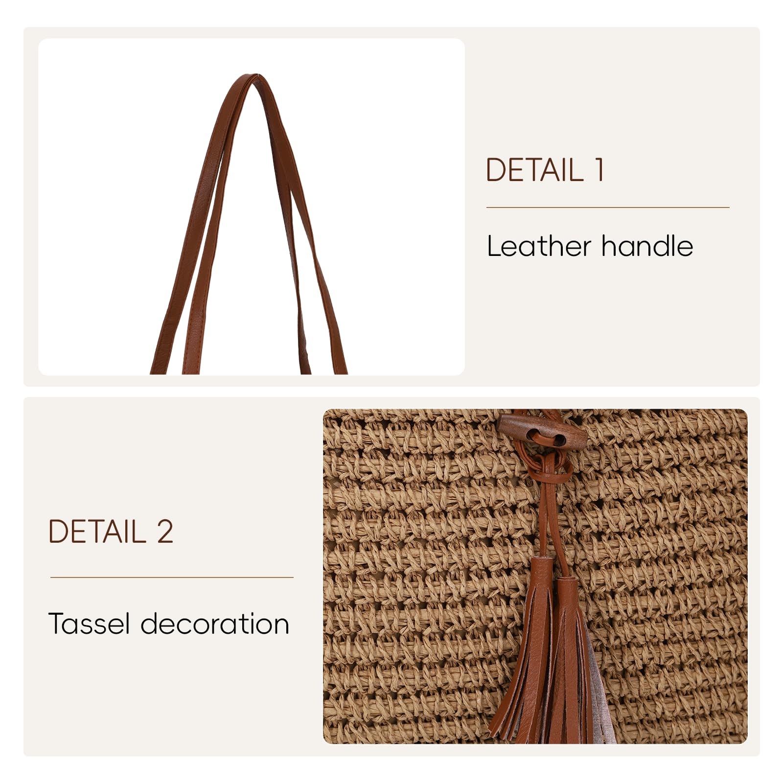 Sac Fourre-tout en Paille pour Femme Sac à Main Tendance pour La Plage Sac à Bandoulière Tissé Tendance pour Les Vacances