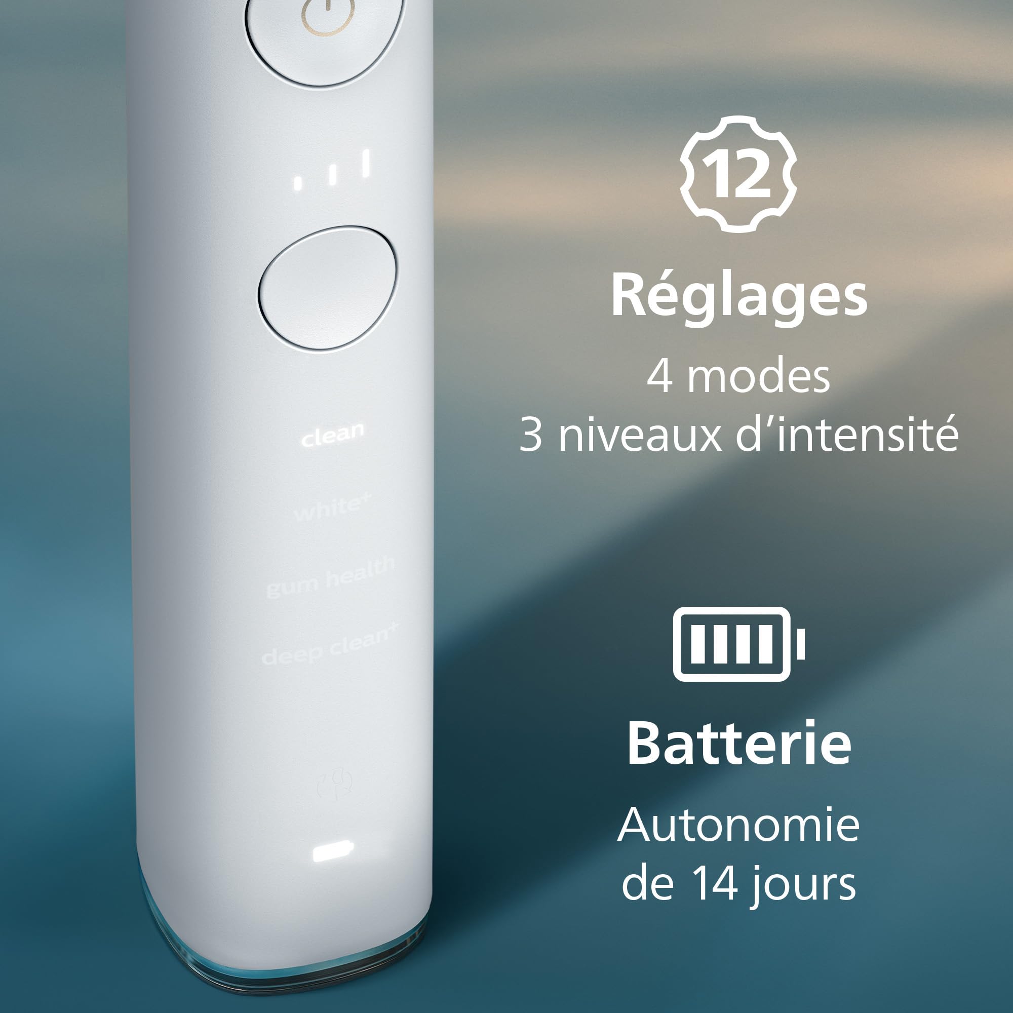 Philips Sonicare DiamondClean 9000 - Brosse à dents électrique avec application, capteur de pression, verre de recharge, blanc, lot de deux, modèle HX9914/62