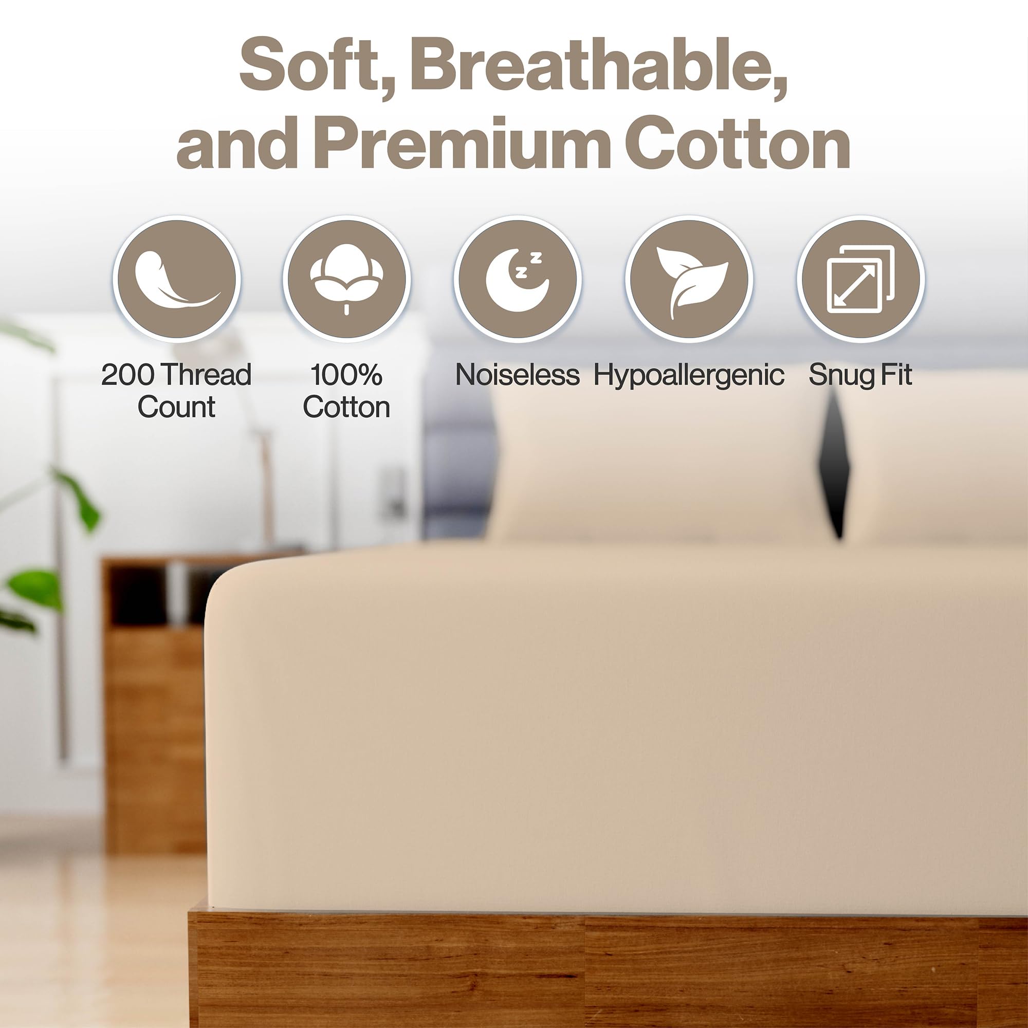 Superity, lenzuolo con angoli per letto matrimoniale XL, 100% cotone, tessuto fresco e traspirante, protegge il materasso da sporco, polvere e forfore, lavabile in lavatrice (Twin XL, dimensioni 99 x