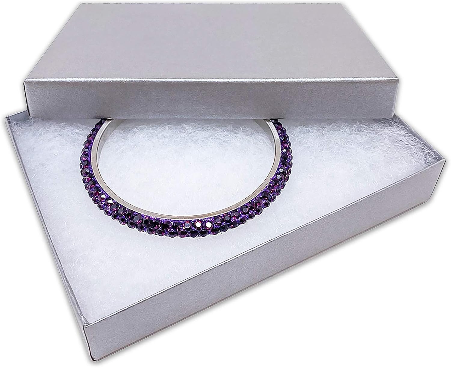 TheDisplayGuys - 25-Pack #75 Kraft Paper Jewelry Boxes w. Cotton Padding - Pearl Grey (7-1/8 x 5-1/5 x 1-1/3) - Gifting, Shipping, Retail