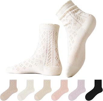 Ruffle Mesh Ankle Socks for Women Summer Cute Frilly Knit Thin Breathable Casual Cotton Crew Socks Gifts