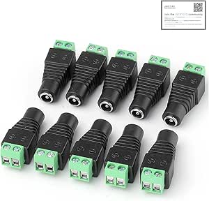 10 Pack 2.1mm x 5.5mm Female CCTV Power Jack Adapter