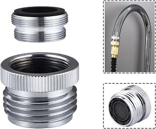 walkinginrain Faucet to Garden Hose Adapter with Aerator - 3/4" GHT Chrome Brass for Kitchen Sink, Bathroom, Leak-Proof Dual Function