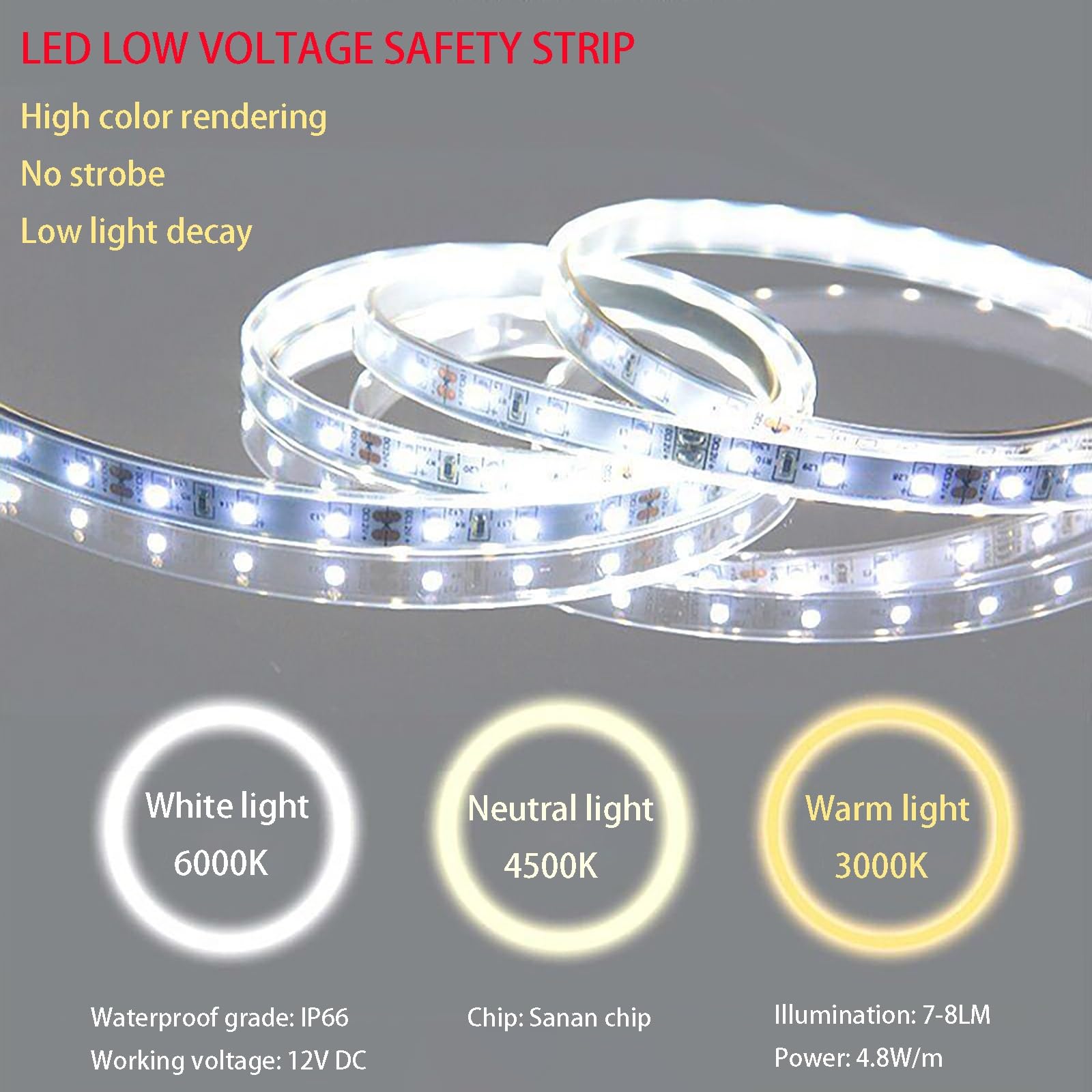 Lustro ścienne LED HD 50 cm, regulowane trójkolorowe oświetlenie (białe/neutralne/ciepłe) z inteligentną funkcją przeciwmgielną, dekoracja ścienna do przestrzeni