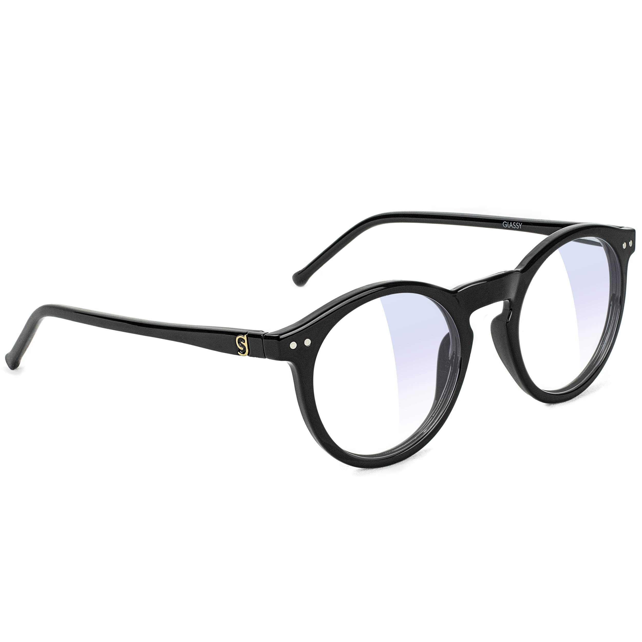 GLASSY Apollo Premium Blue Light Blocking Gl, Anti Eyestrain and Fatigue, Gl for Computer and Gaming, Black Frame Clear Lens