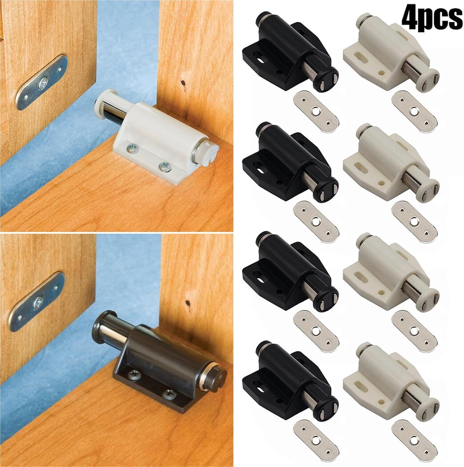10Pcs Magnetic Cabinet Door Latch Pressure Push to Open Touch Home Wardrobe Cupboard Furniture Hardware for Kitchen Drawer(Black)