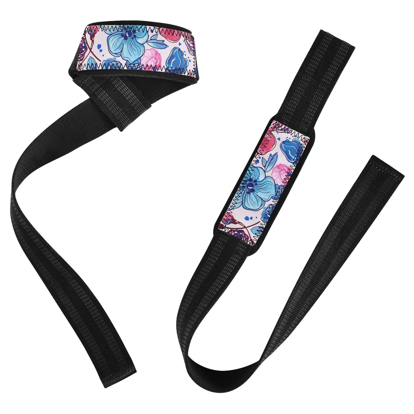 Nander Beautiful Colorful Flowers Wrist Straps for Weightlifting,Lifting Straps with Neoprene Cushioned Wrist Padded and Anti-Skid Silicone for Strength Training,Bodybuilding,Deadlifting