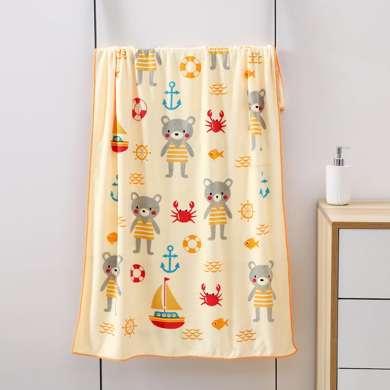 Mee Mee Micro Fiber Baby Bath Towel for New Born | Wash Cloth, Quick Absorbent, Extra Soft Cotton Towels for Kids/Toddlers/Infants/Babies, Pack of 1, Orange 70X110 CM-picture-32