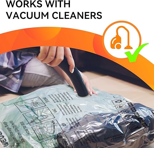 Miniatura 5 de Wevac Paquete de 10 bolsas de almacenamiento al vacío (2 jumbo2 grandes2 medianas4 bolsas con ruedas)  Ahorro de espacio  Vacío rápido  Sello de