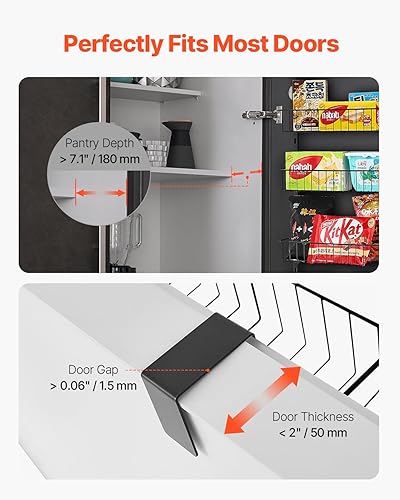 Miniatura 2 de VEVOR Organizador de despensa sobre la puerta, organización y almacenamiento de despensa de 8 niveles, estante de especias colgante de acero