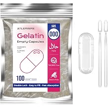 Empty Gelatin Capsules Size 000-100 Pieces Empty Capsules for Filling for Dietary Supplements with 2 Micro Spoons High Quality Airtight Packed Capsules for Capsule Fillers