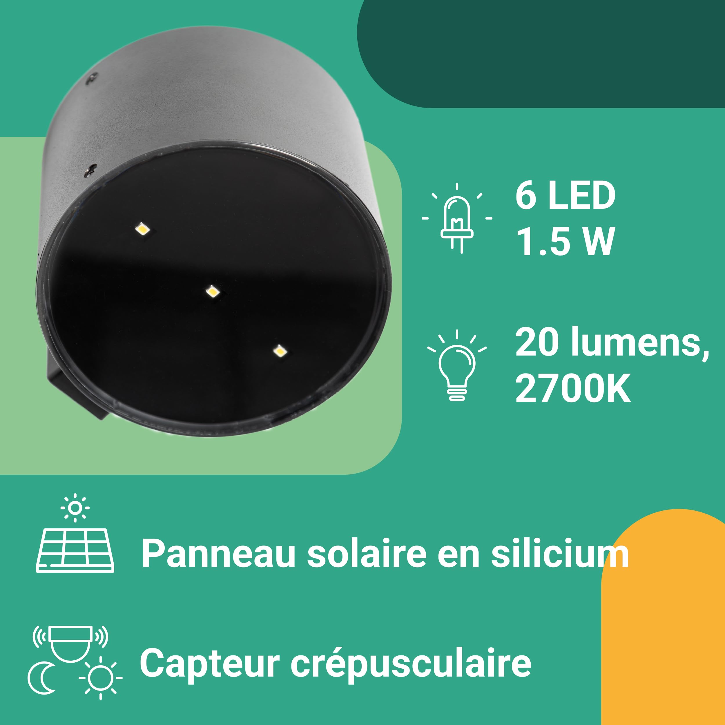 Proxinova Applique Murale Exterieur Solaire LED, Lampe à Double Luminaire Exterieur avec Capteur Crépusculaire Pour l'éclairage de Jardin Solaire, Lampe Solaire d'extérieur Étanche IP65, Lot de 2