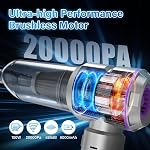 Voiture Aspirateur Portable sans fil 20000pa Haute puissance 4-in-1 Aspirateur portatif sans fil rechargeable, à vide portable 3 Filtre réutilisable, petits aspirateurs pour la maison de voiture & Animaux de compagnie