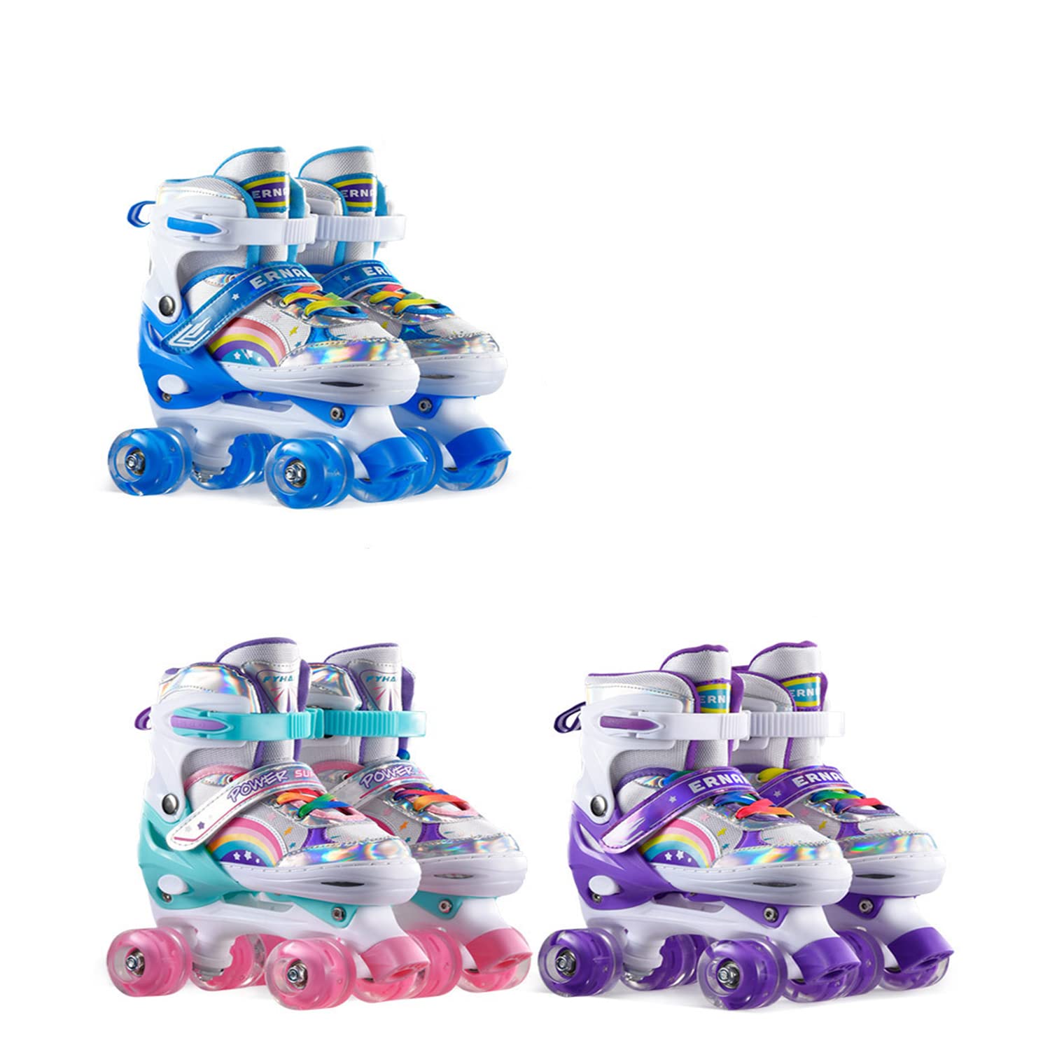 Buy TEEMEI 4 Sizes Sliding Adjustable Roller Skates Rainbow Kids Roller