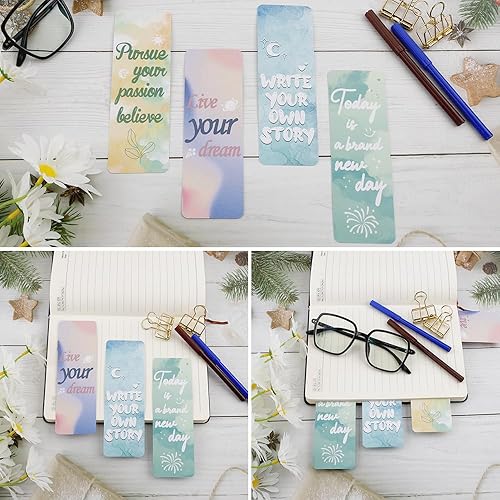 Miniatura 4 de 60 marcadores de papel, 2 x 6 pulgadas, marcadores a granel para niños, mujeres, hombres y amantes de los libros, marcadores inspiradores de