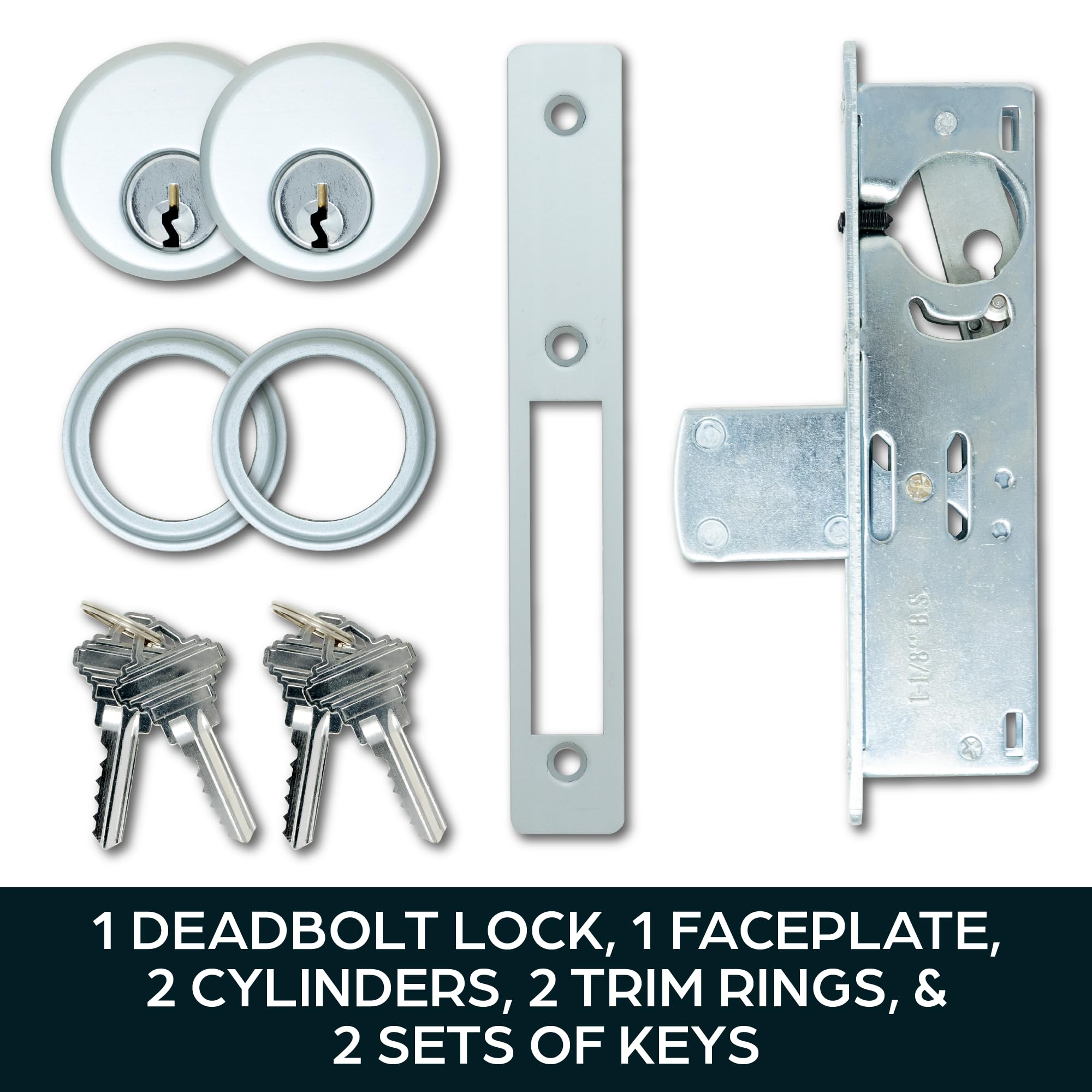 Photo 1 of Summit DOORWARE Mortise Cylinder Deadlock Bolt with Keys | Adams Rite Style Door Lock Replacement Parts | Mortise Lock Replacement Kit | Replacement for MS1850S Series Locks | Aluminum Finish